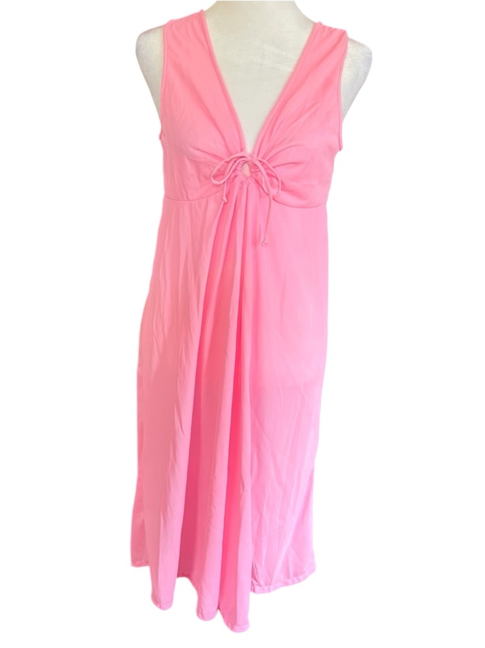 Vintage pink nightgown with tie cutout size small vintage long slip dress